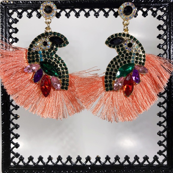 House Of Adornments Jewelry - Festive and Fabulous Parrot Rhinestone Earrings